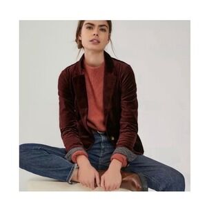 Maeve Anthropologie Velvet Burgundy Blazer Size 6P Petites NWT